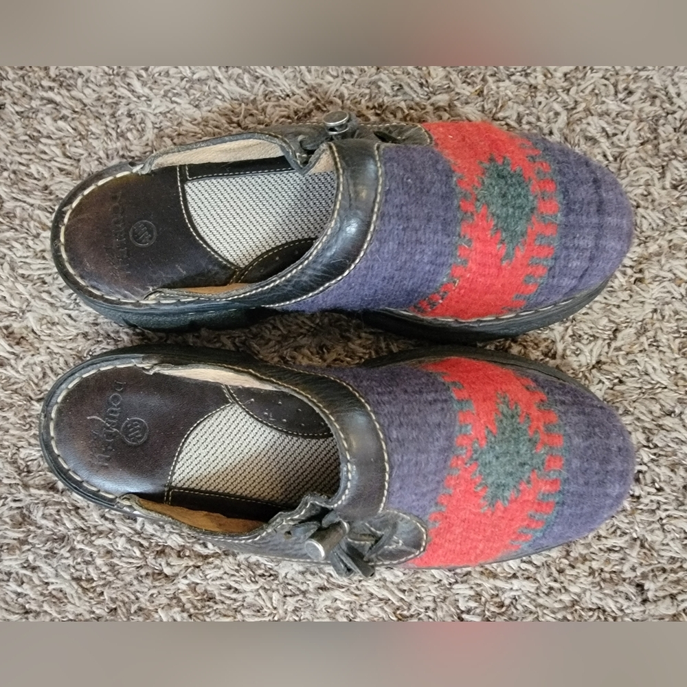 Double H Boots Southwestern Wool Print Aztec Leather Clogs Slides Mules 7.5 M